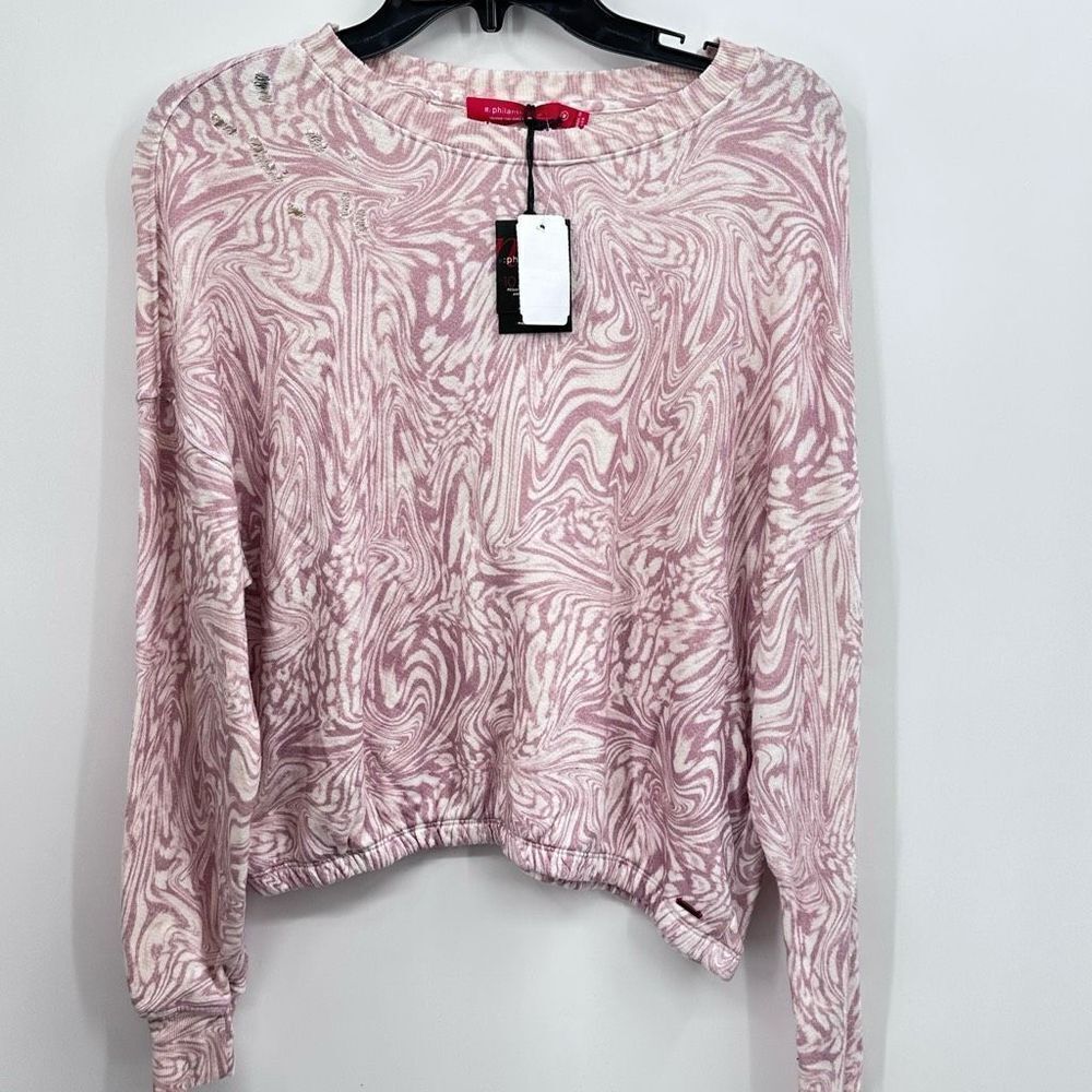 n:philanthropy Vinn Printed Distressed Sweatshirt Size Medium